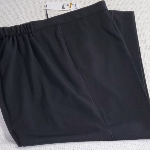 Calvin Klein Black Trimmed‎ Satin High Rise Elastic Pocketed Sz 16W Pants - Picture 3 of 12